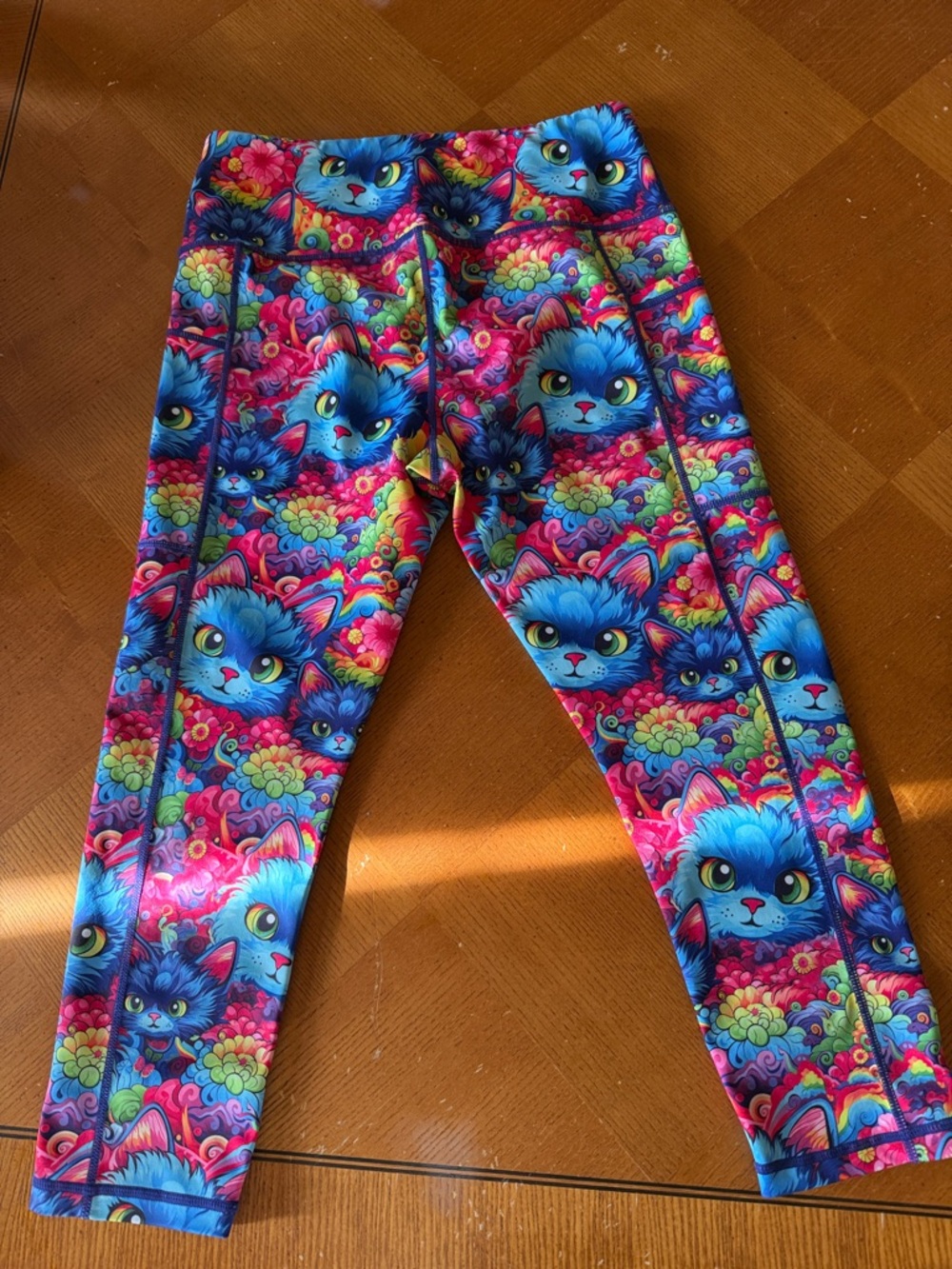 Constantly Varied Gear Women’s Multicolor Blue Cat Print Leggings - Picture 3 of 3